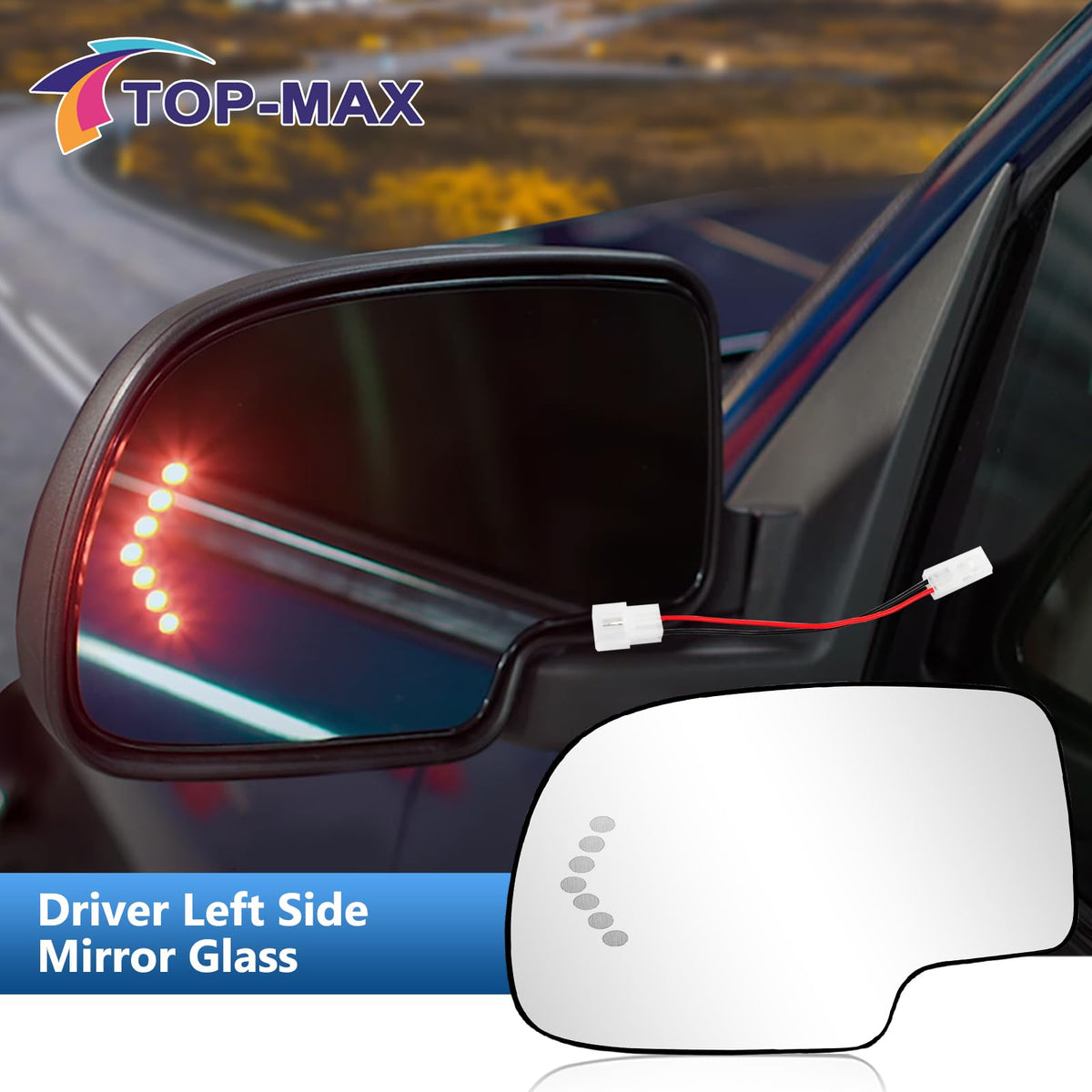 TOP-MAX mirror on truck in road setting showcasing safety and visibility benefit