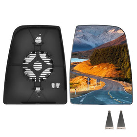 TOP-MAX front view of passenger upper mirror glass showing exact OEM fit and clean surface