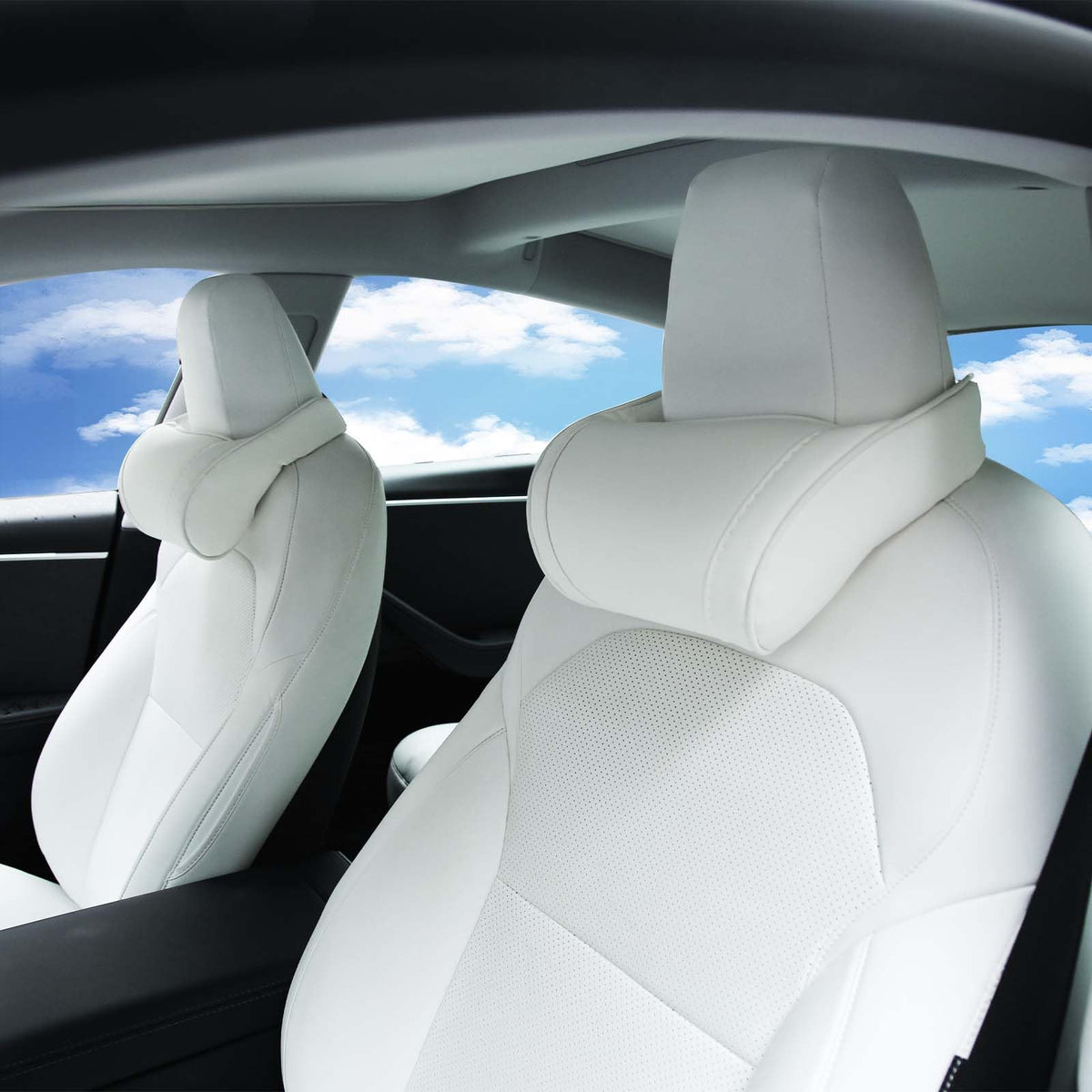TOPABYTE front view on Tesla seat showing clean fit and comfort