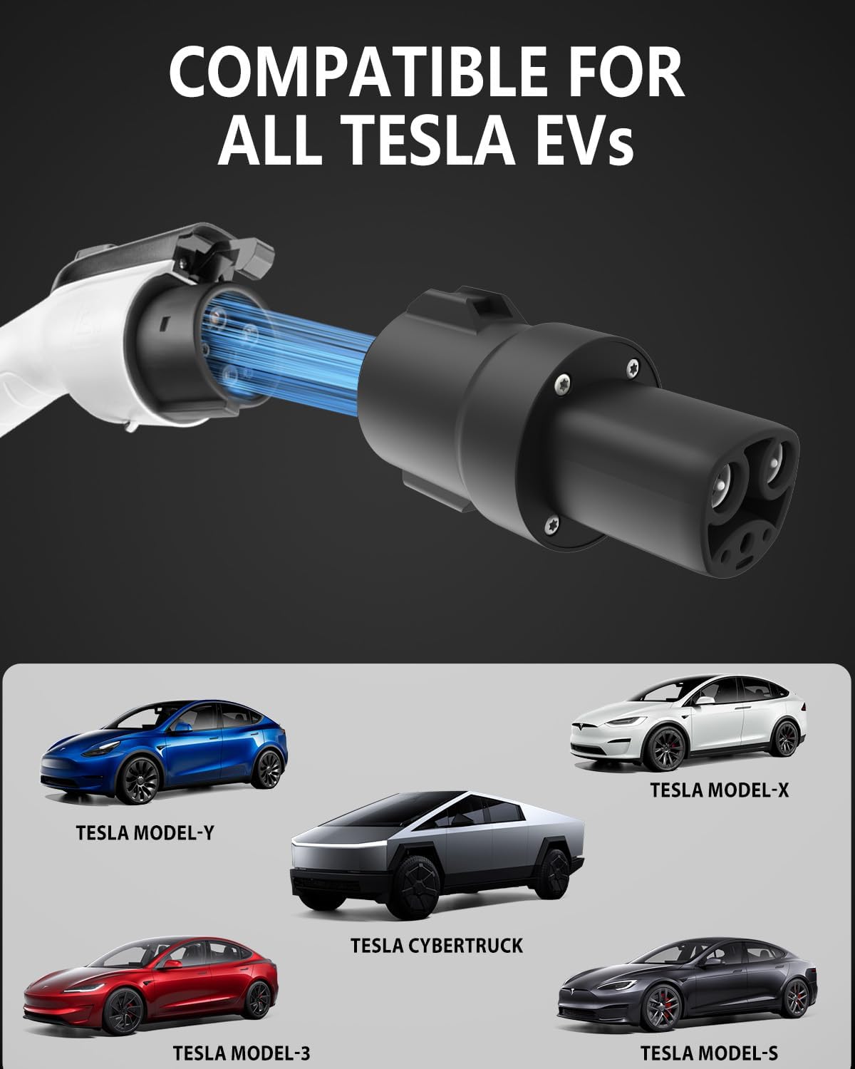 TopAutoGear adapter connected to a Tesla charging port demonstrating expanded station compatibility