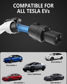 TopAutoGear adapter connected to a Tesla charging port demonstrating expanded station compatibility