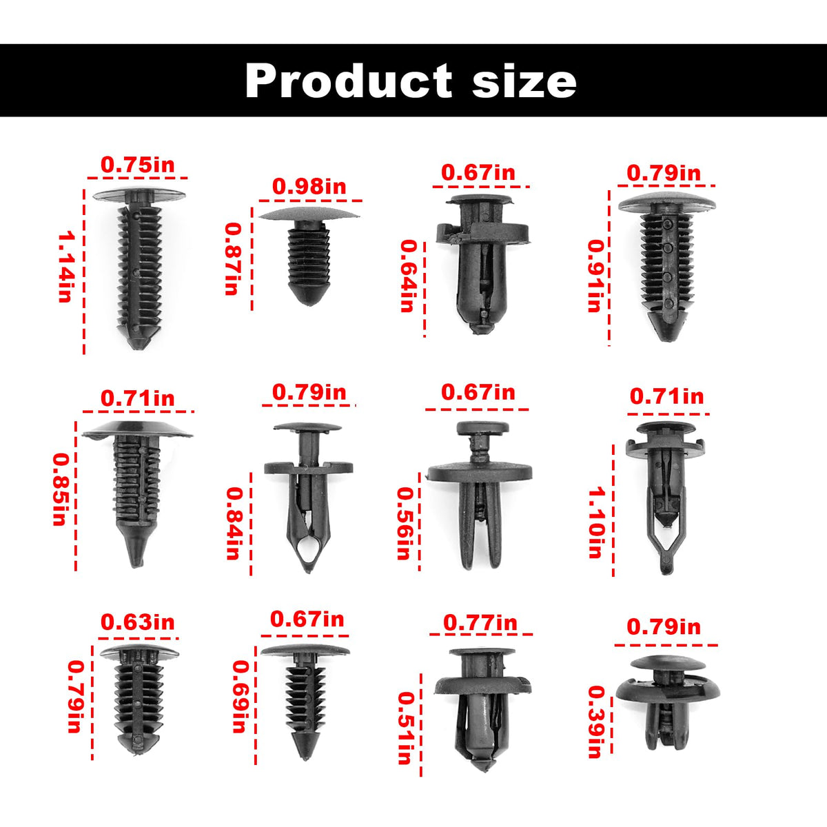 TOPCNOEM close-up of multiple clip types showing fit-matching benefit