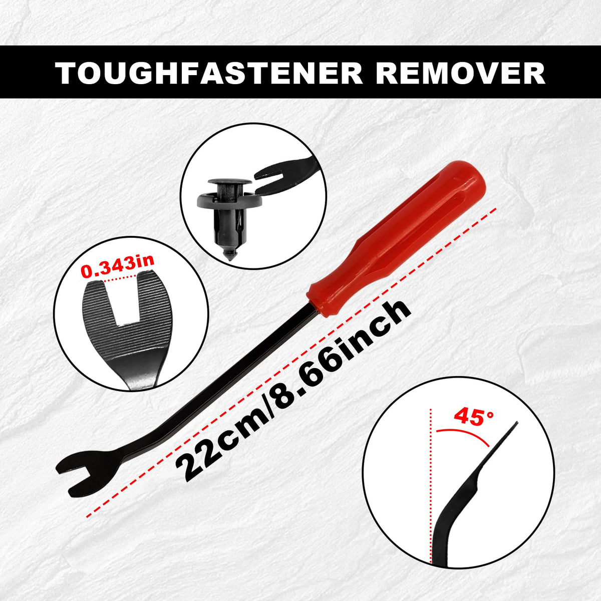 TOPCNOEM remover tool beside clips showing safe-extraction benefit