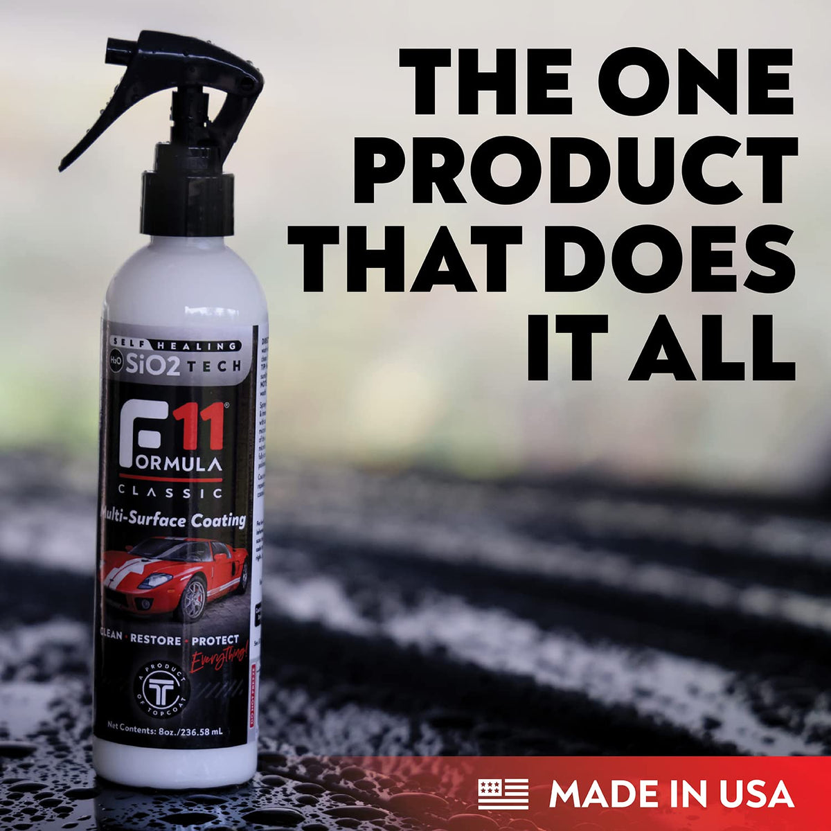 TopCoat F11 spray action closeup demonstrating easy application