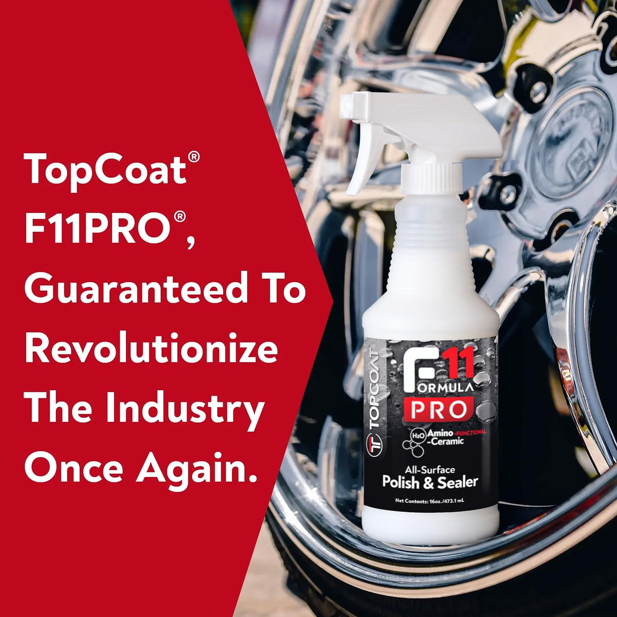 TopCoat F11PRO before and after car hood comparison showing restored gloss and protection