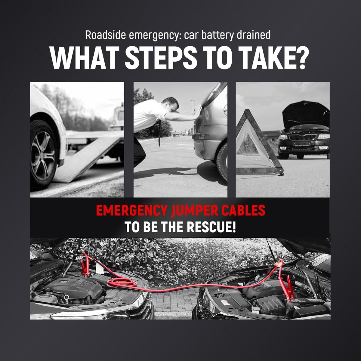 TOPDC neatly coiled cables stored in trunk for convenient roadside readiness