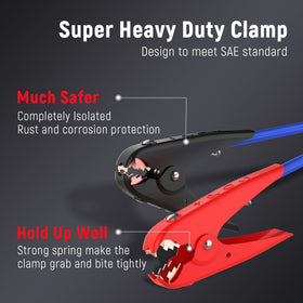 TOPDC clamp close-up showing jagged teeth and strong grip for secure connection