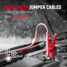 TOPDC cables in use connecting two vehicles for reliable jump starts