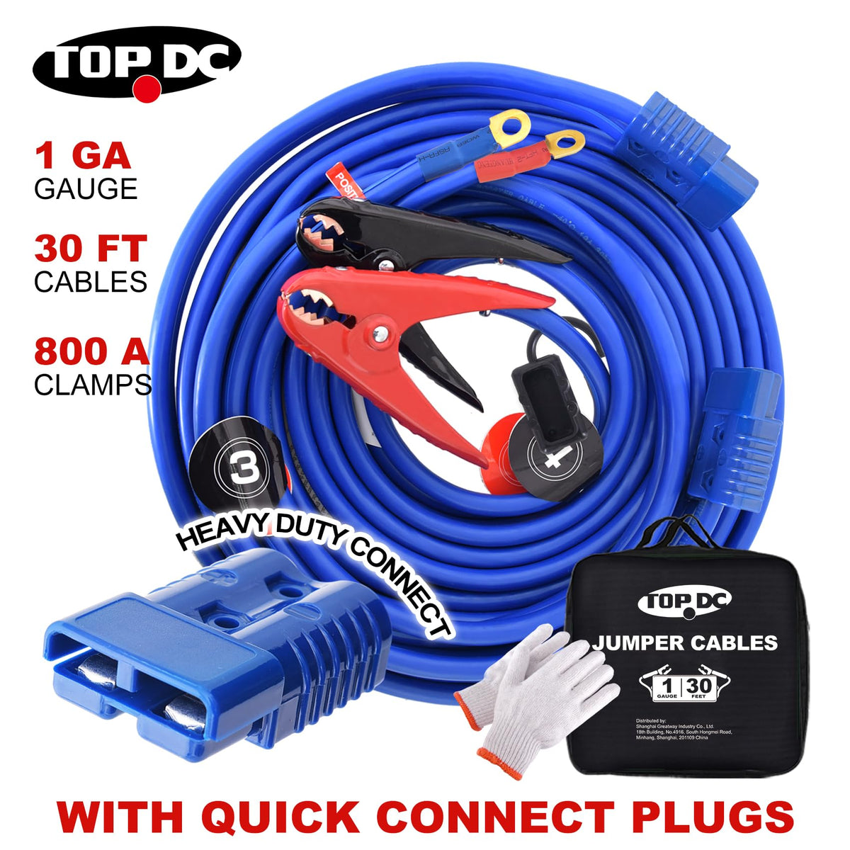 TOPDC cables in car trunk lifestyle shot offering roadside readiness benefit