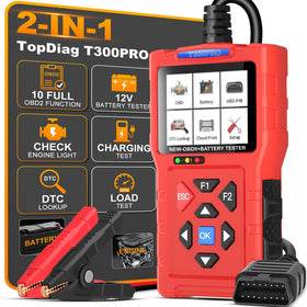 TopDiag T300PRO front panel showing buttons and screen for quick diagnostics