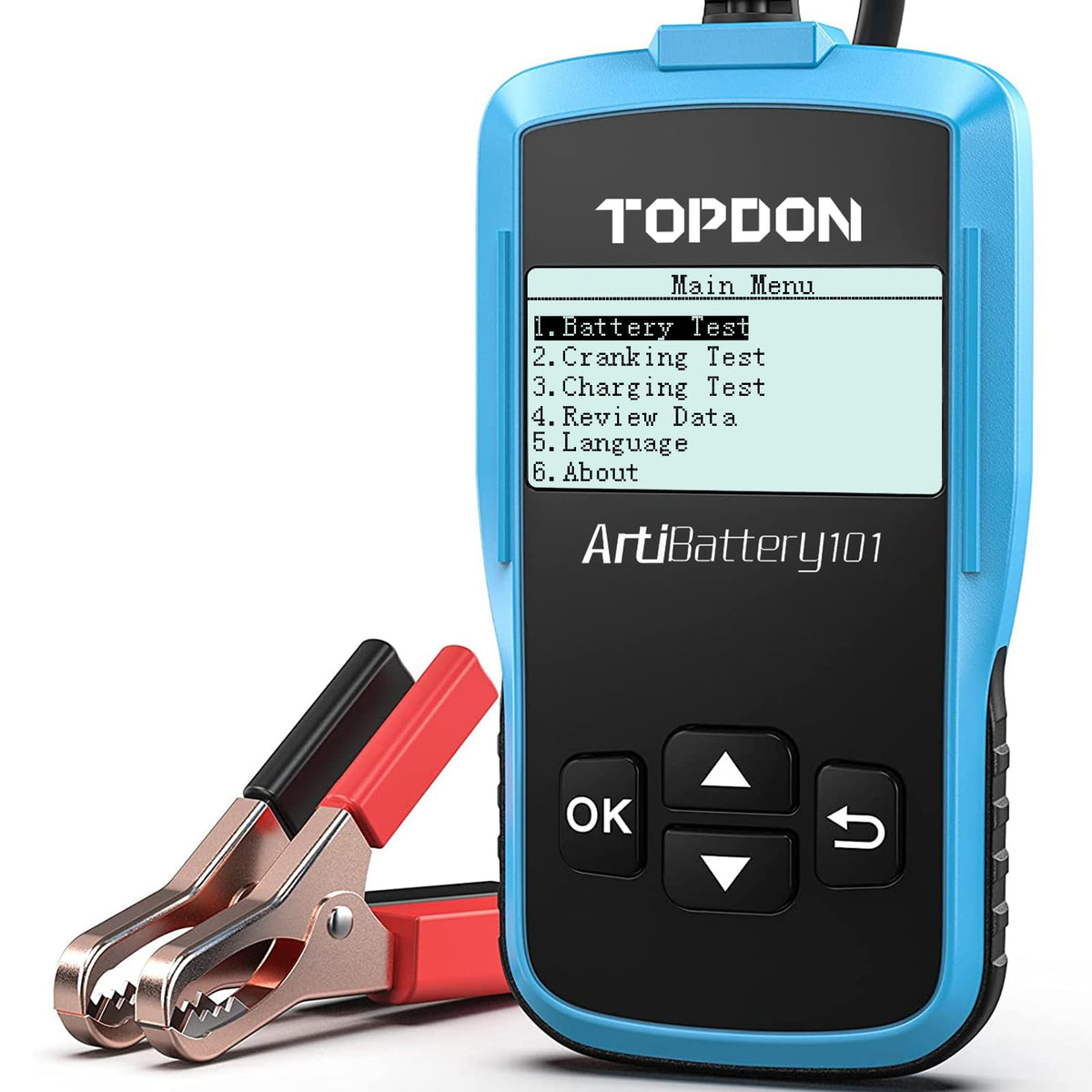 TOPDON AB101 front panel showing controls and ports for quick diagnosis