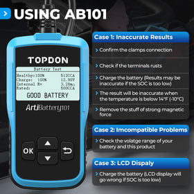 TOPDON AB101 boxed with manual emphasizing ready-to-use convenience