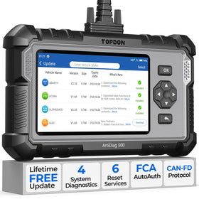 TOPDON AD500 front display showing diagnostics and quick readability benefit