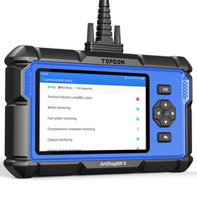 TOPDON AD600S on garage bench with technician showing practical workshop use benefit