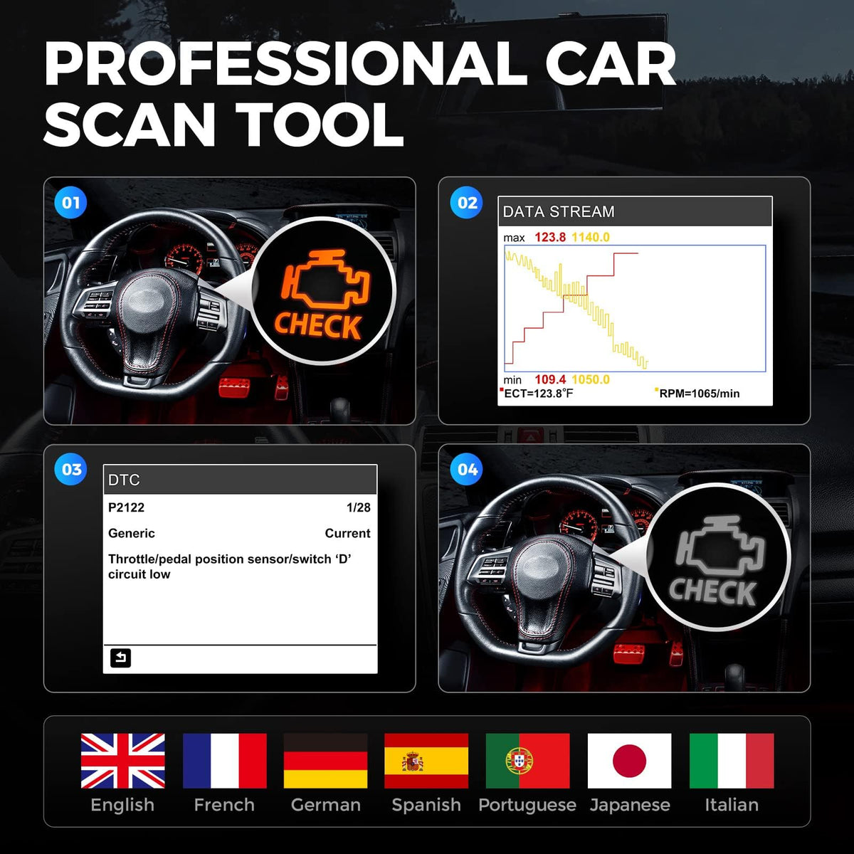 TOPDON AL400 beside a smartphone in glovebox to show compact size and portability