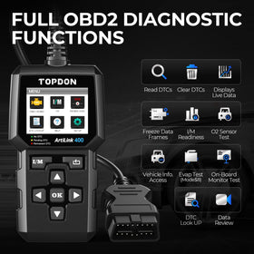 TOPDON AL400 screen closeup displaying live data graph for quick diagnosis
