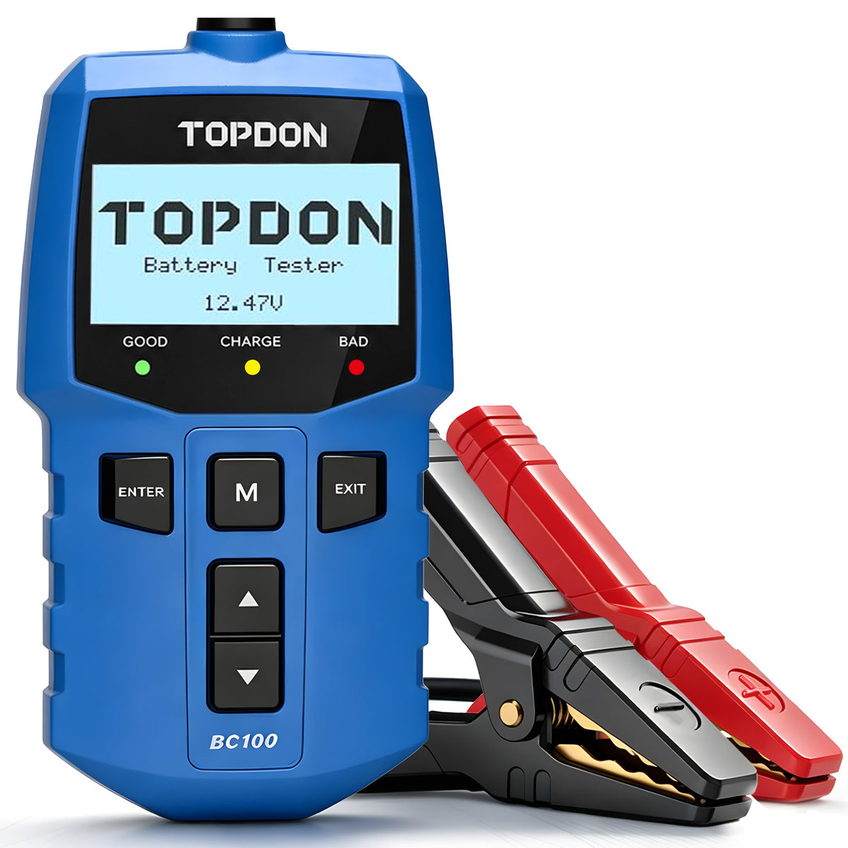 TOPDON BC100 front display showing test results for fast diagnosis