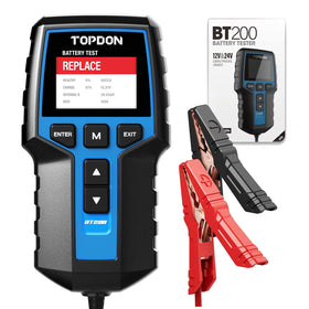 TOPDON BT200 front display showing test result and quick decision benefit
