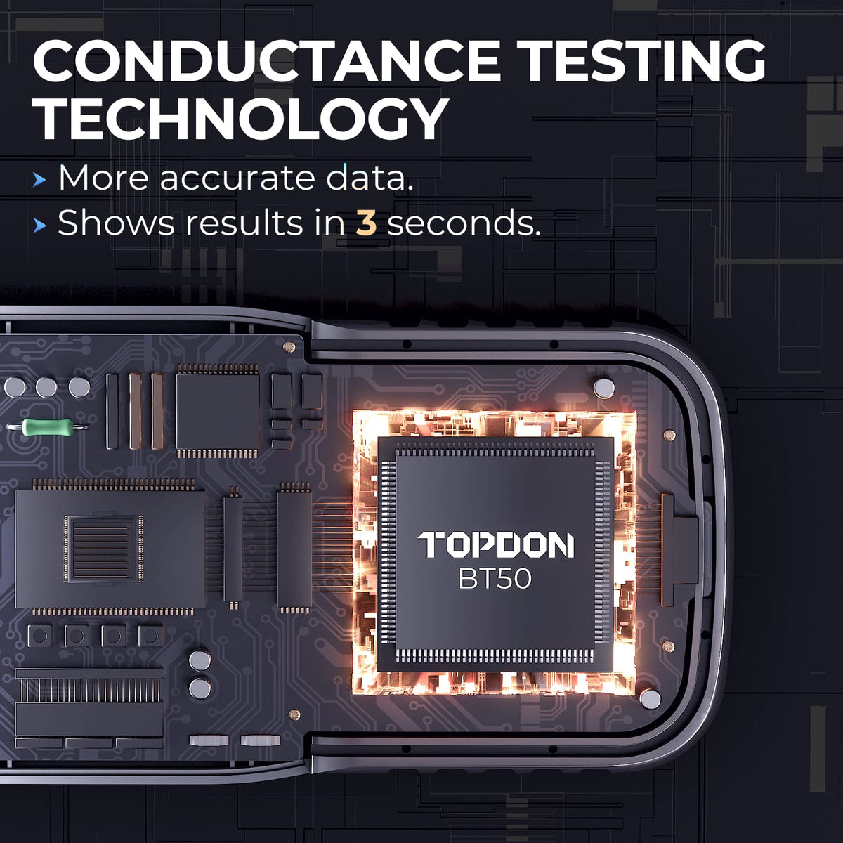 TOPDON BT50 in hand for scale highlighting compact, portable convenience