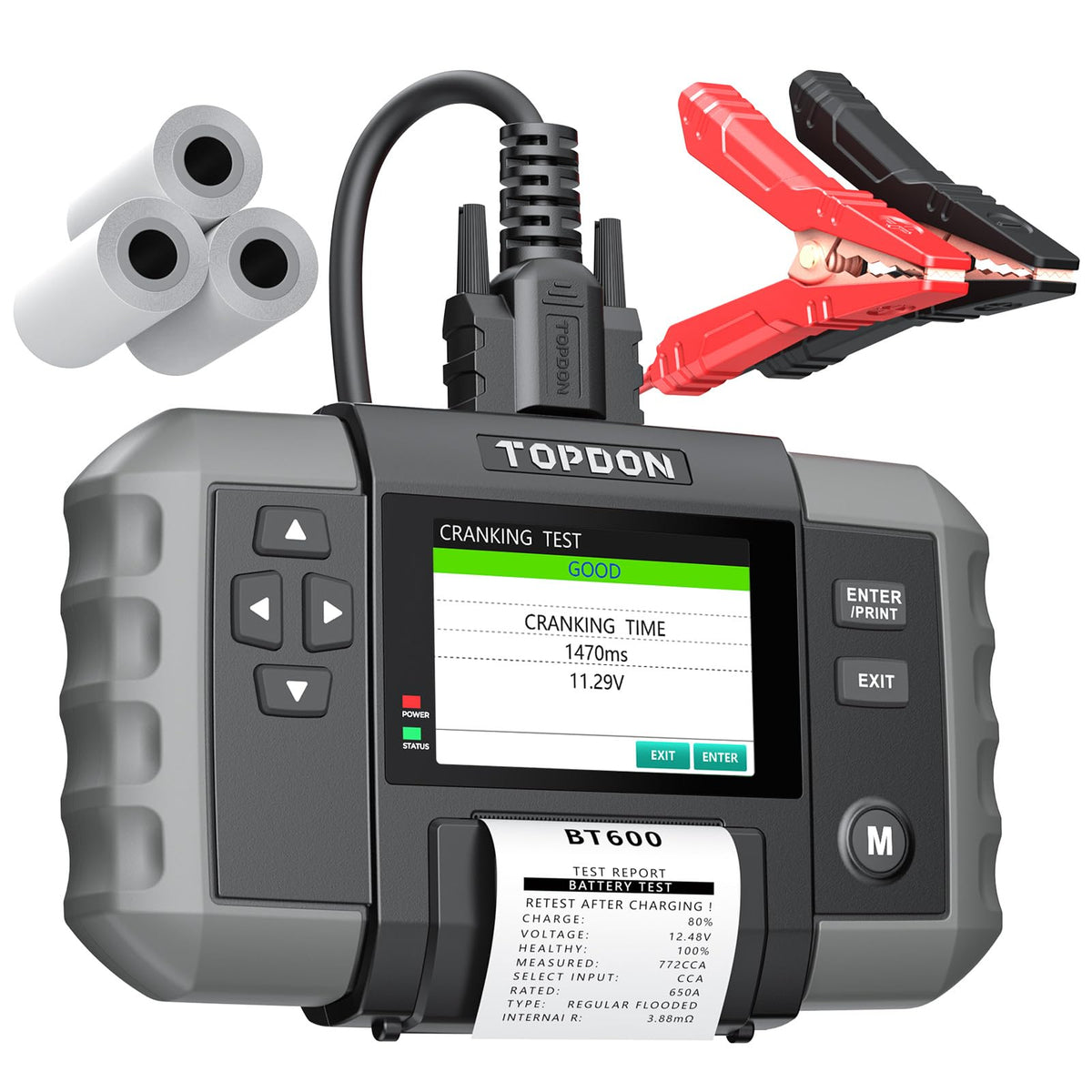 TOPDON BT600 front panel showing controls and ports for quick operation