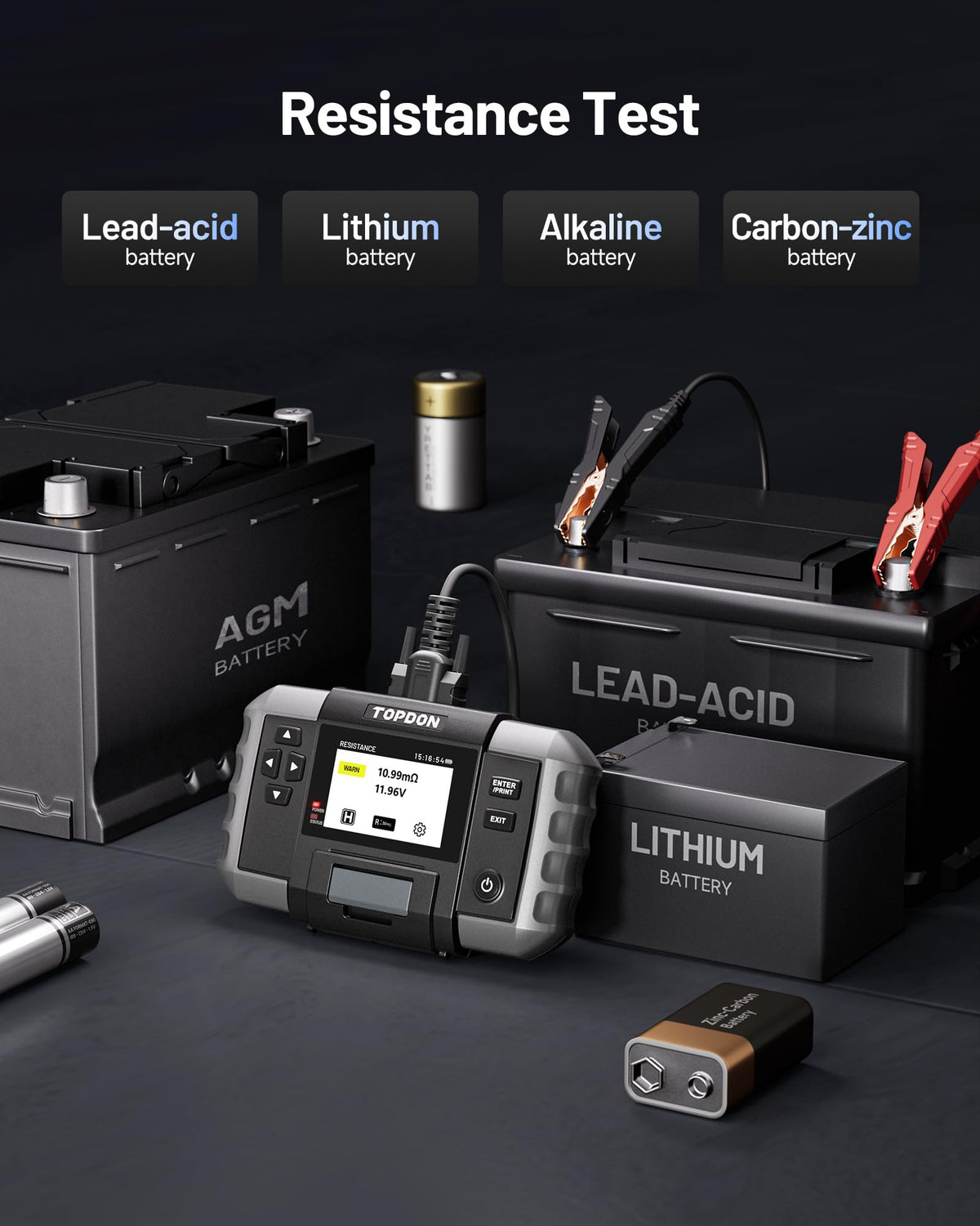TOPDON BT600 Plus big and small clamps for varied battery terminal sizes