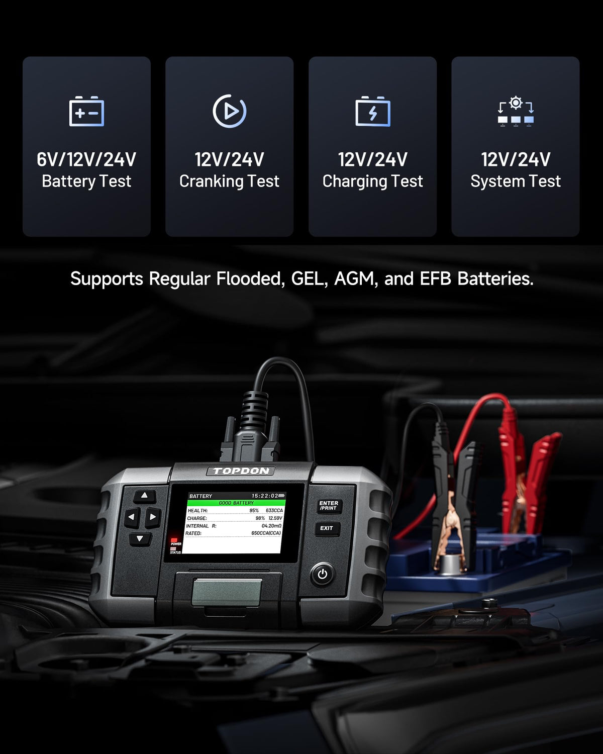 TOPDON BT600 Plus close-up of HD screen improving readability and accuracy