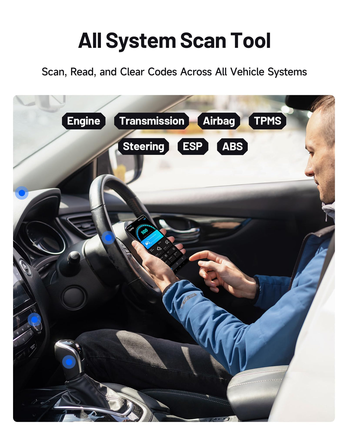 TOPDON CarPal plugged into vehicle OBD2 port demonstrating quick installation benefit