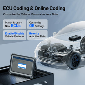 TOPDON Phoenix Plus 2 connected to vehicle adapter for secure ECU access and coding