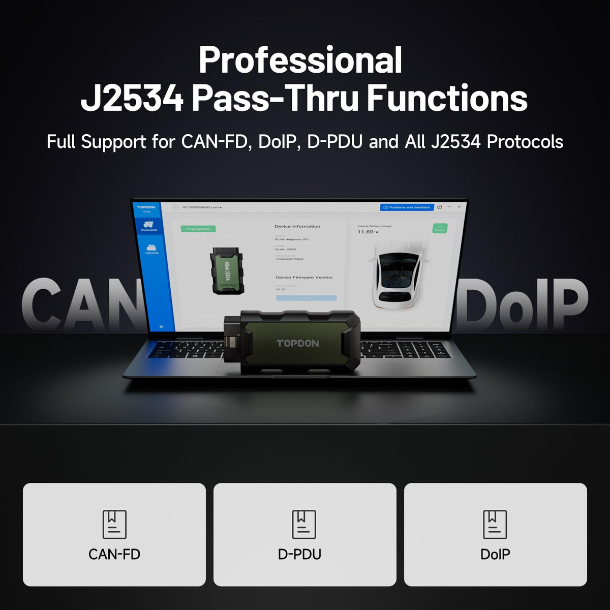 TOPDON RLink USB Type-C port detail showing easy computer connection benefit