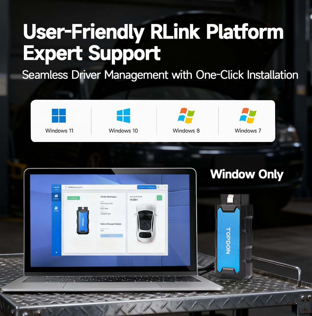 TOPDON RLink X7 connected to laptop running OEM software for fast programming