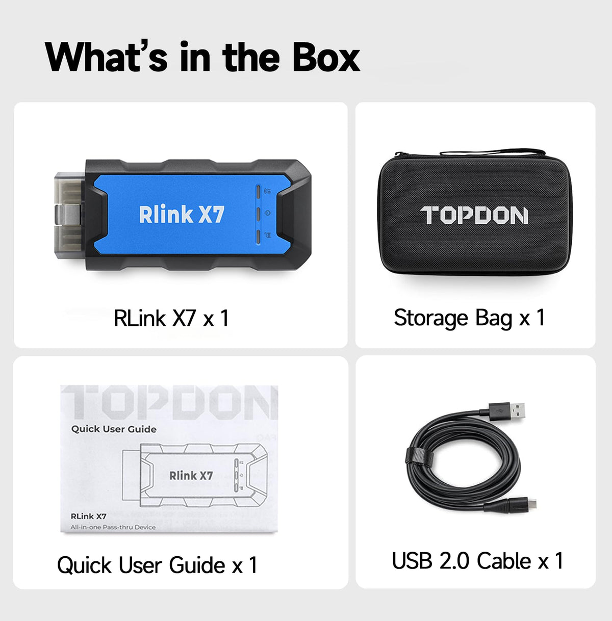 TOPDON RLink X7 on workbench with tools showing professional use and durability