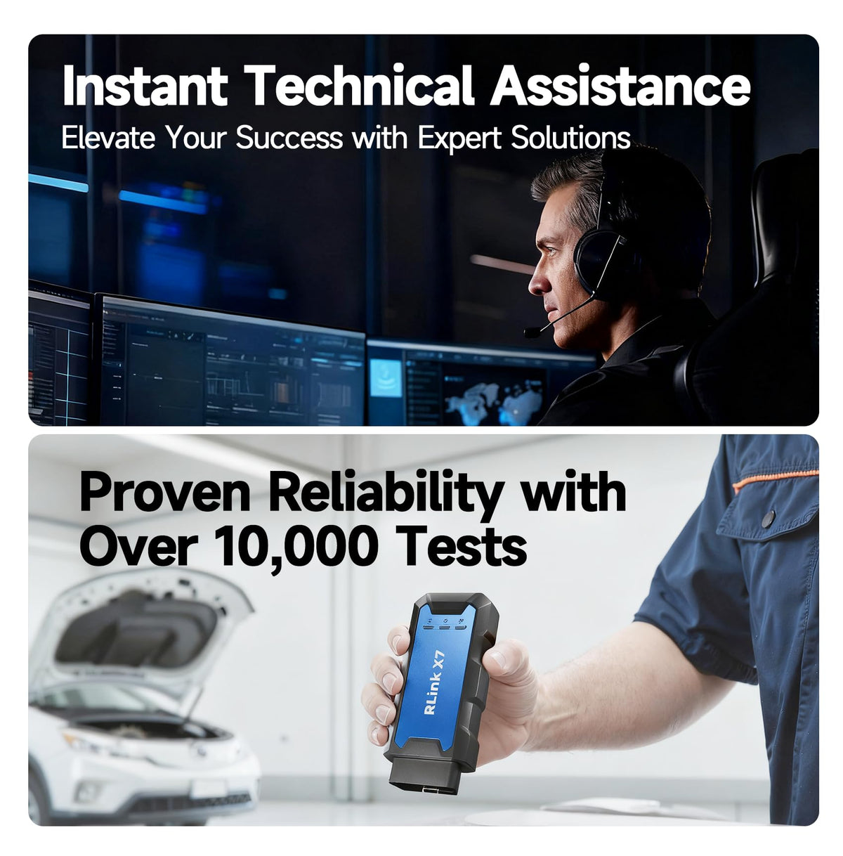 TOPDON RLink X7 plugged into vehicle diagnostic port enabling dealer-level access