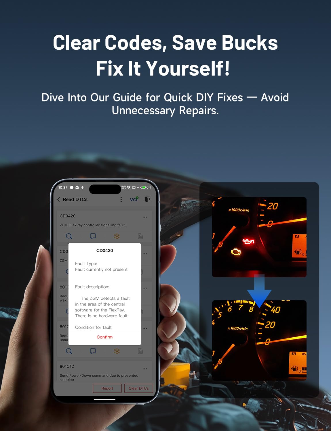 TOPDON TopScan Lite app service reset menu for oil, EPB, DPF, simplifying maintenance