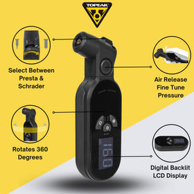 Topeak SmartGauge D2X rotating screen angled for easy visibility in low light