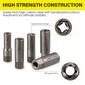 Topec close-up of spiral flute detail, precision grip reduces slipping and stripping