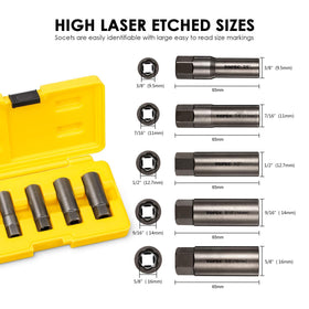 Topec extractor sizes laid out by diameter, clear size selection for correct fit