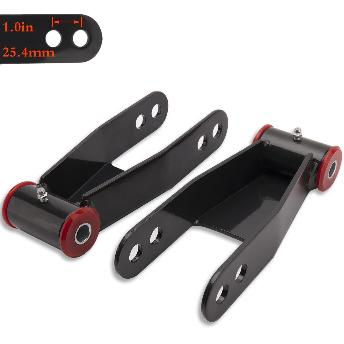 TOPEND front view shackle kit showing build and direct-fit benefit