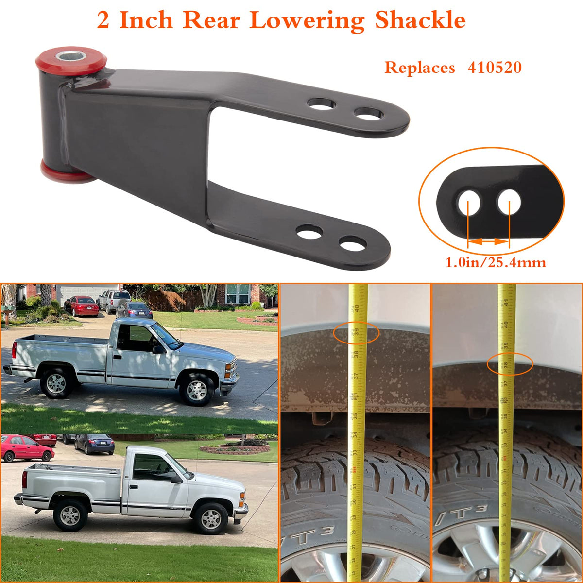 TOPEND shackle on truck rear showing lowered stance and visual improvement