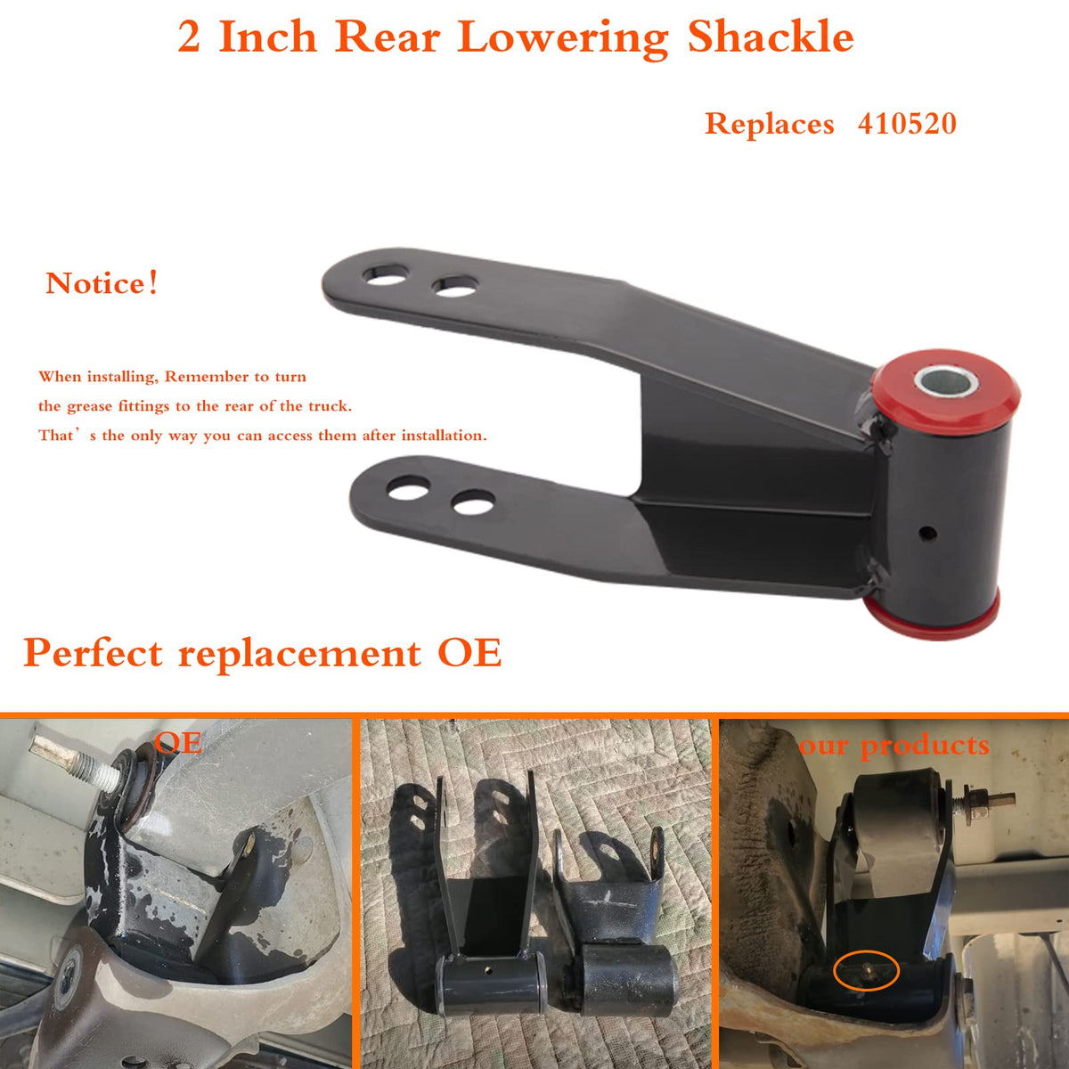 TOPEND shackle beside wrench showing scale and easy-install benefit