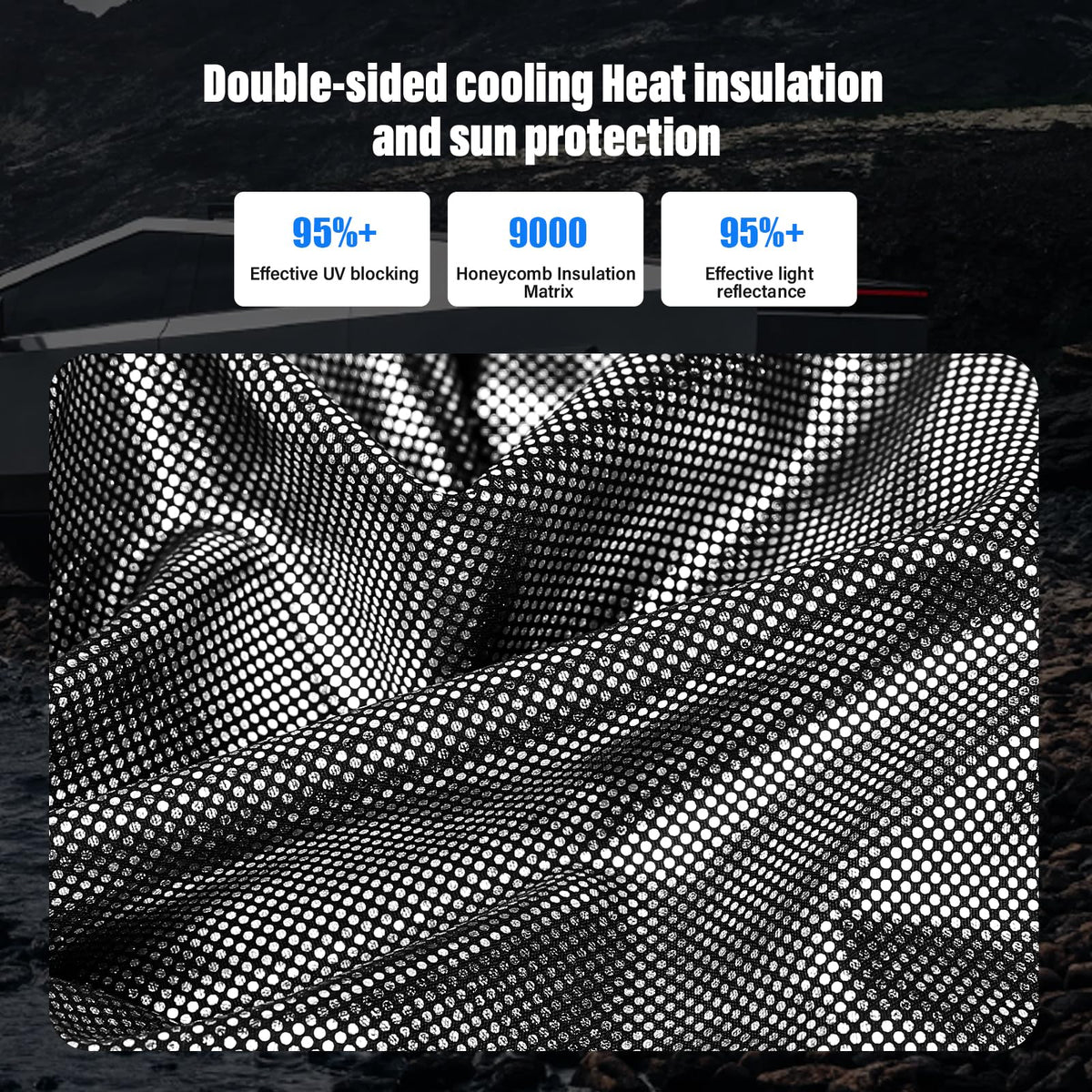 Topfit sunshade in a garage lifestyle shot showing neat installed appearance