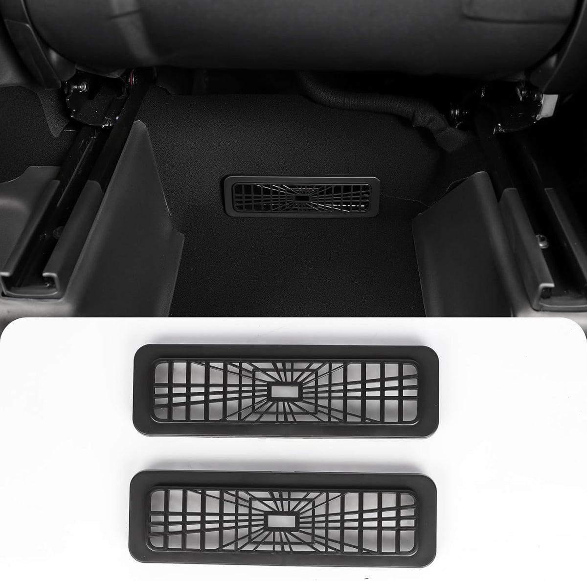 Topfit protector beside hand and seat for scale showing precise fit and easy install benefit