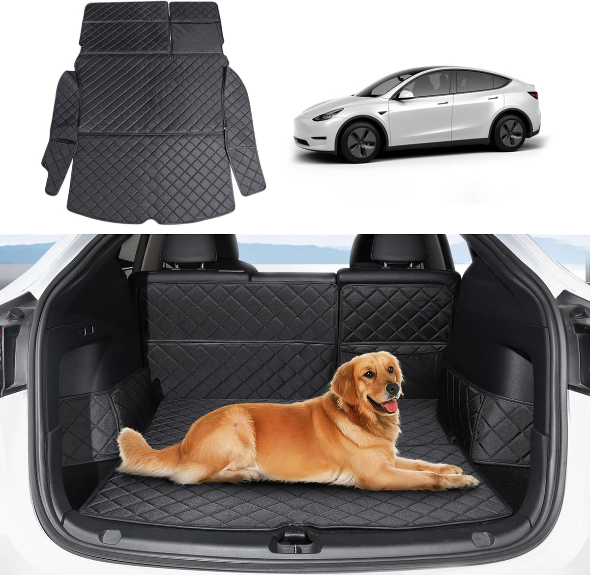 Topfit trunk mat in use with dog showing easy cleanup benefit