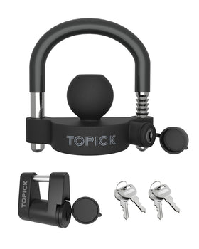 TOPICK front packaging showing both coupler and latch locks for secure storage