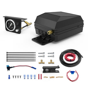 TOPICK front view of compressor kit showing compact design and quick inflation benefit