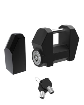 TOPICK front view of coupler lock showing sturdy steel body and sleek design for visual deterrence