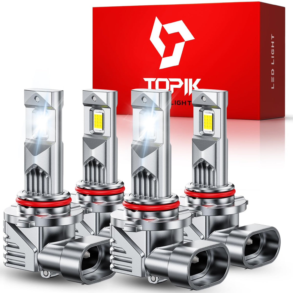 TOPIK front packaging showing bulbs and benefits 900% brighter