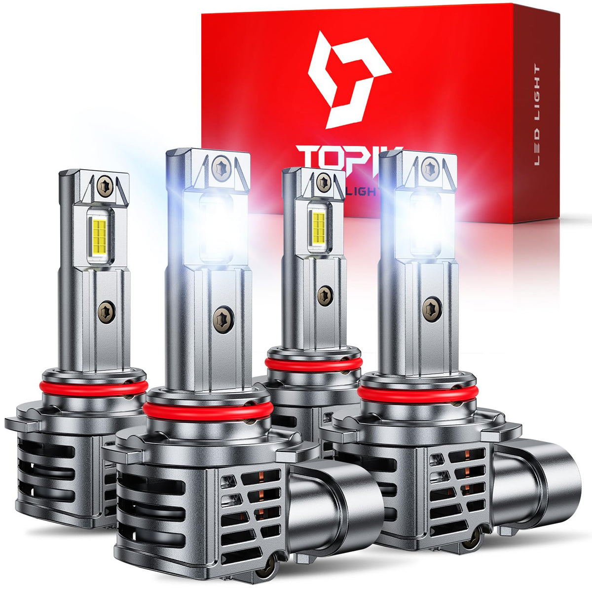 TOPIK front packaging showing bulb pair and benefits of brighter light
