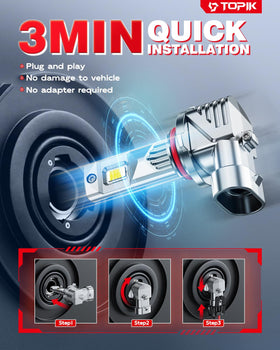 TOPIK bulbs installed in headlight housing for easy plug-and-play