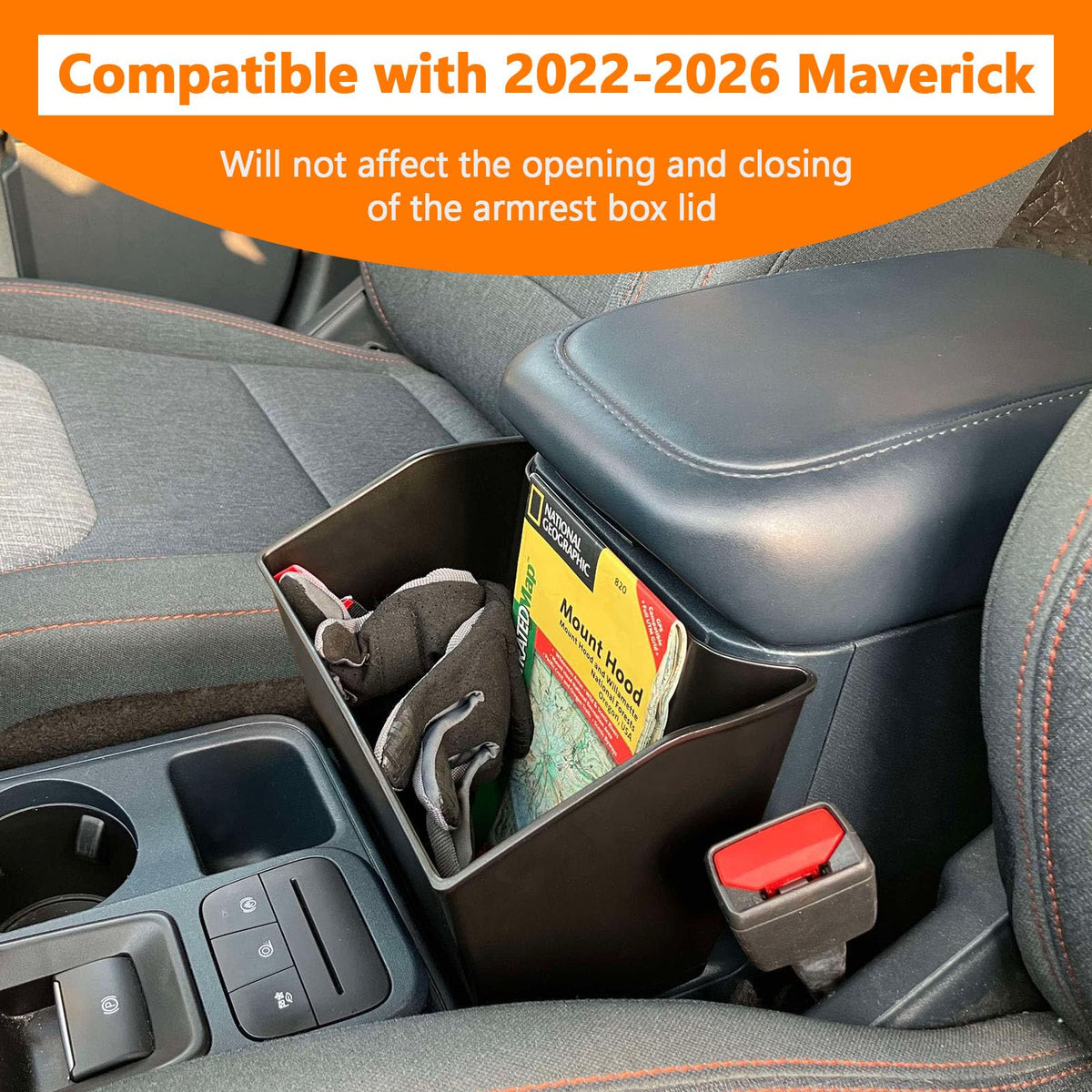 TOPINSTALL installed in Ford Maverick center console for organized storage