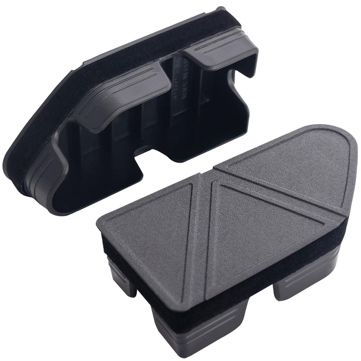 TOPINSTALL front view of stake pocket cover showing clean fit, improves bed appearance